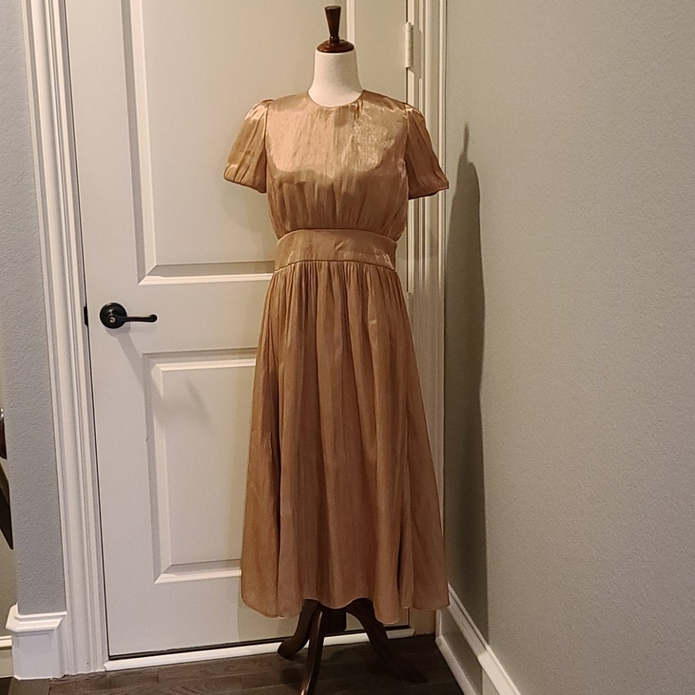 Zara NWT Gold Midi Dress Size Med